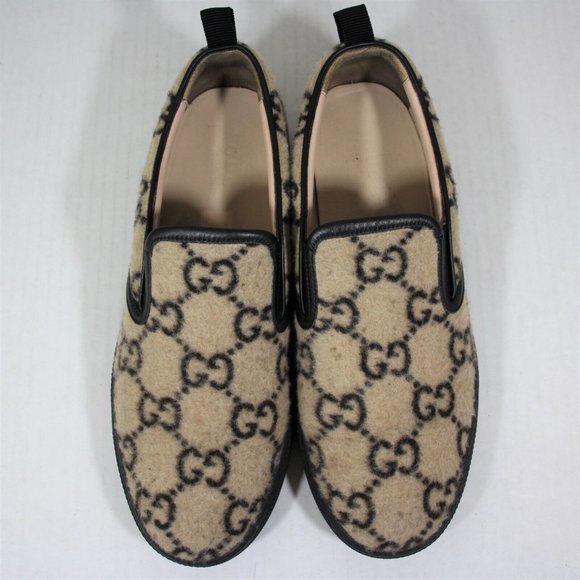Gucci Beige and Black Slip-On Sneakers - Picture 2 of 8